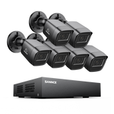 5MP 8-Channel Wired Security DVR System with 6pcs 2MP Outdoor Bullet CCTV Cameras, Smart Human / Vehicle / Motion Detection